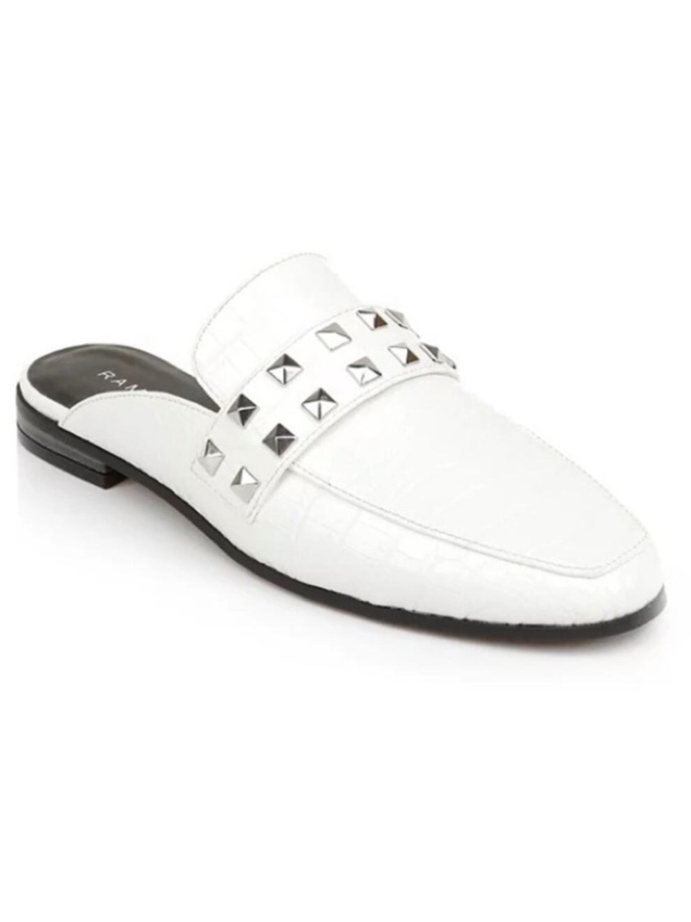 Rampage Women's Brady Mule Loafer - Leather White Croco Slip On – Size 8